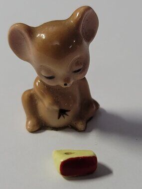Vintage Miniature Mouse with Cheese Figurine, 2pcs